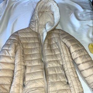 Cream fluffy puffer coat
